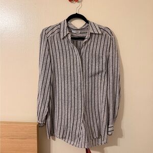 Silk Striped Button-Up Shirt